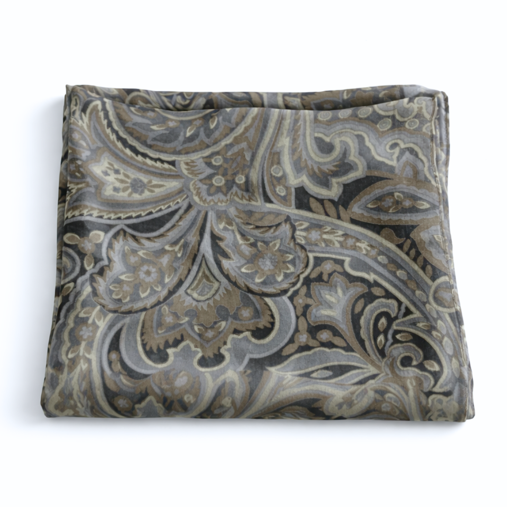 Steel Blue Paisley | Silk Chiffon