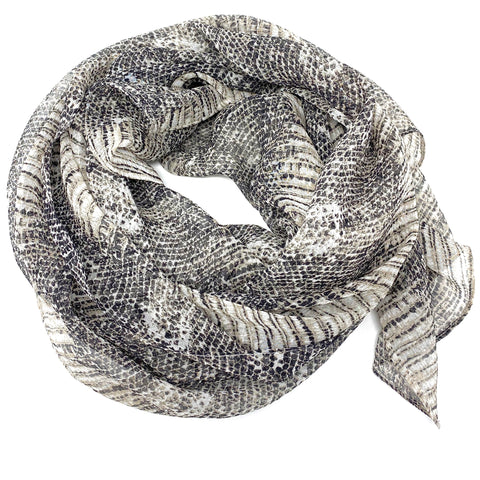 Taupe and Gray Caiman | Silk Chiffon